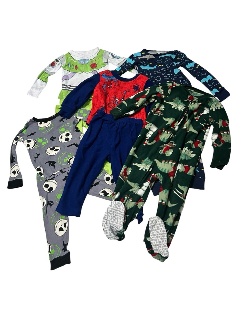 Toddler Pajama Set Bundle 2T- Green, Navy, Gray, Red